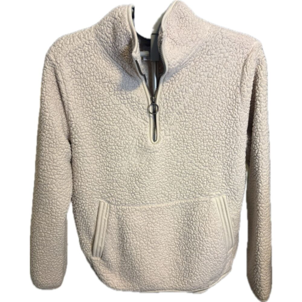 Te Verde Cream Sherpa Fleece Pullover Sz L Cozy Elevated Earthy